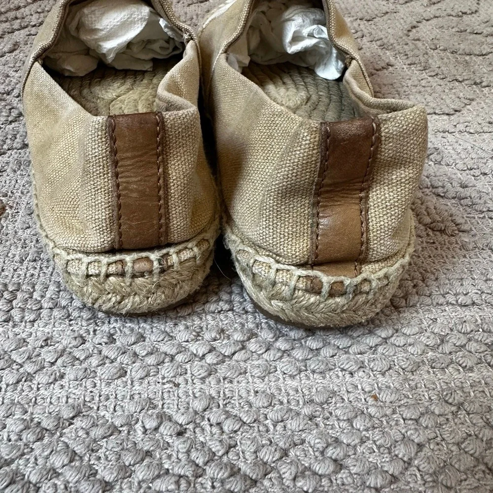 Tory Burch beige cream canvas cap toe espadrille flats SIZE 6.5‎